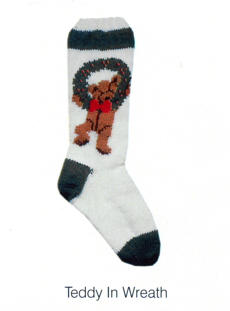 Knitted Christmas Stockings Argyle & Teddy Pattern