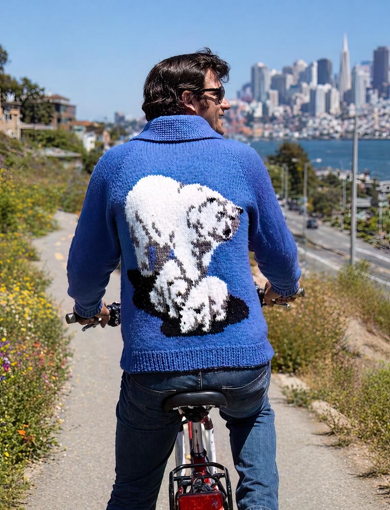 Men's or Ladies' Polar Bear Cardigan Pattern