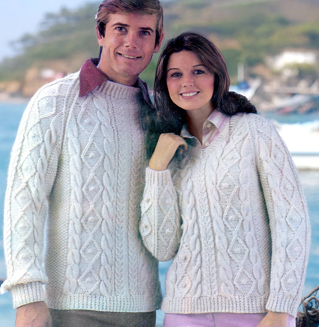 Men's or Ladies' Pullover & Ladies' Aran Fisherman Cardigan Pattern