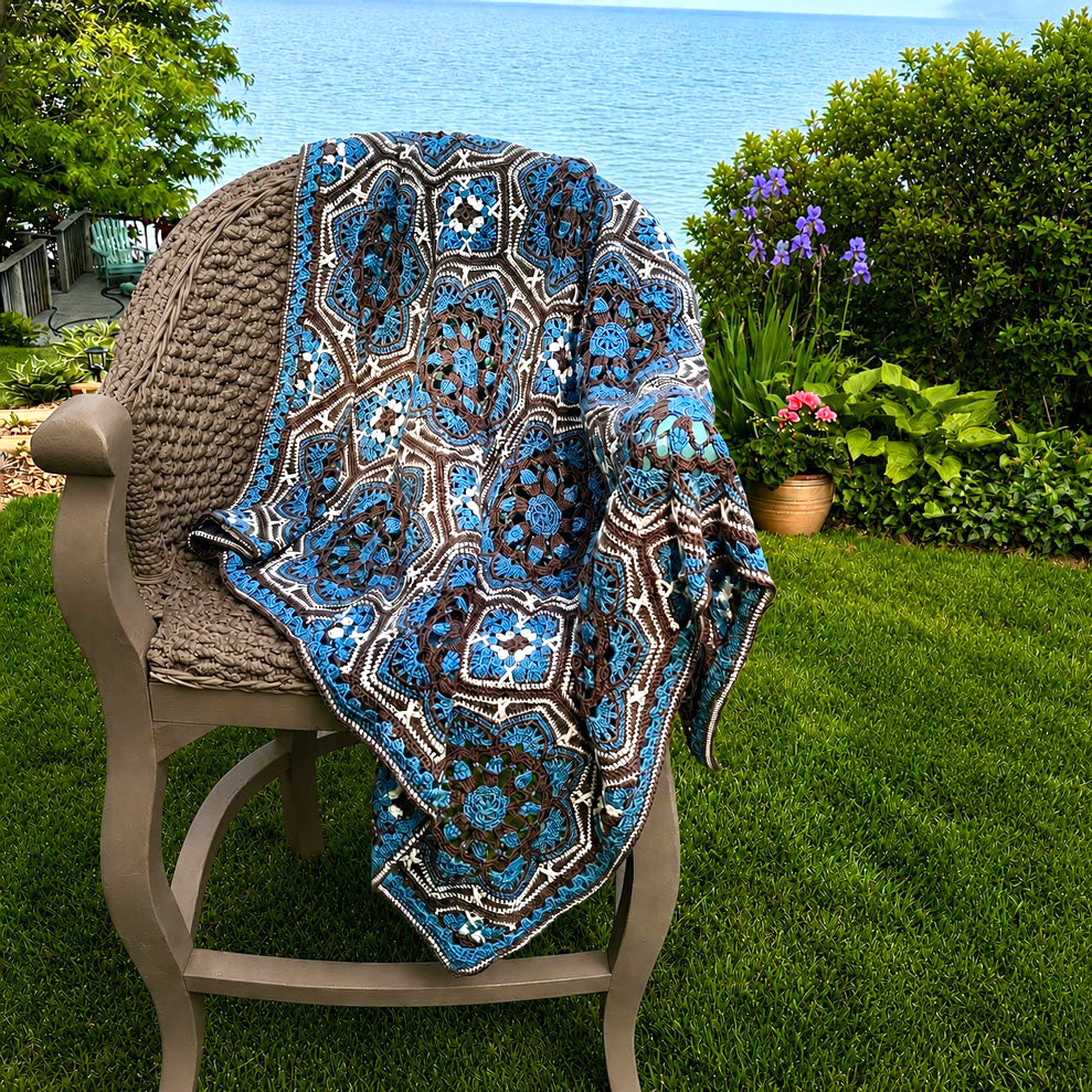 Tri-Colored Persian Tiles Crochet Blanket