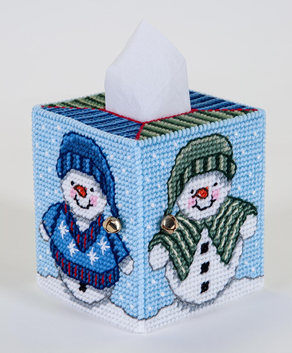 Snow People Tissue Box Cover Plastic Canvas Kit