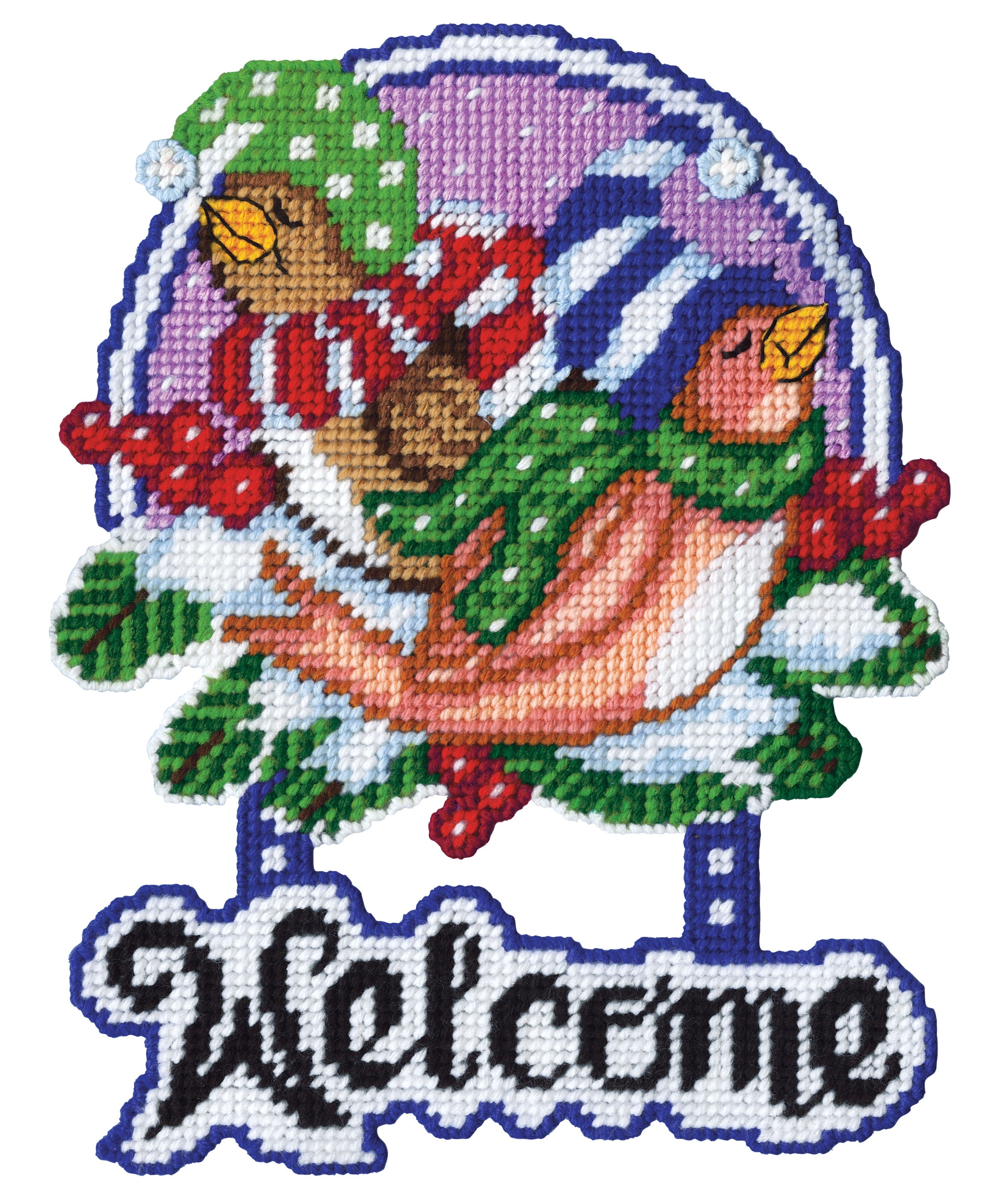Winter Birds Plastic Canvas Wall Hanging