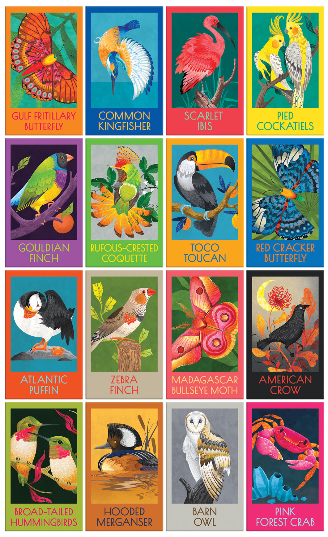 Birds Butterflies & A Crab 16 in 1 Box Set Jigsaw Puzzles