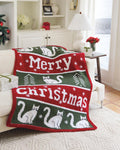 Meowy Christmas Crochet Blanket