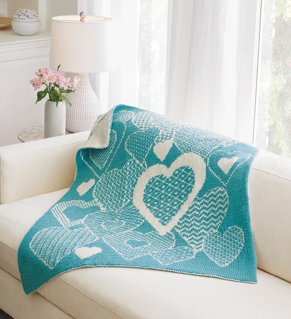 Hearts Aplenty Double Knit Baby Blanket