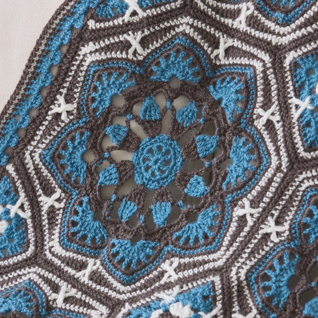 Tri-Colored Persian Tiles Crochet Blanket