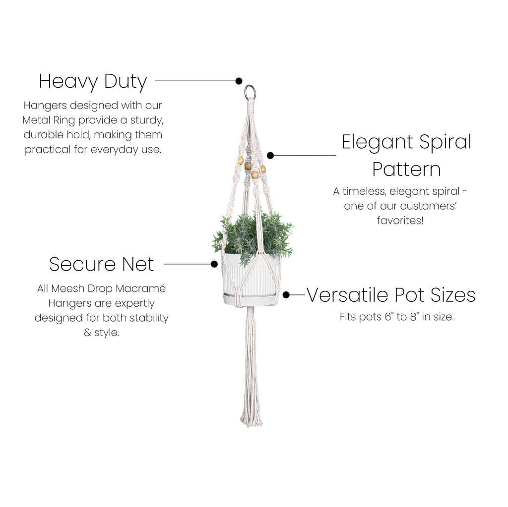 Staggered Spiral Medium Macrame Plant Hanger