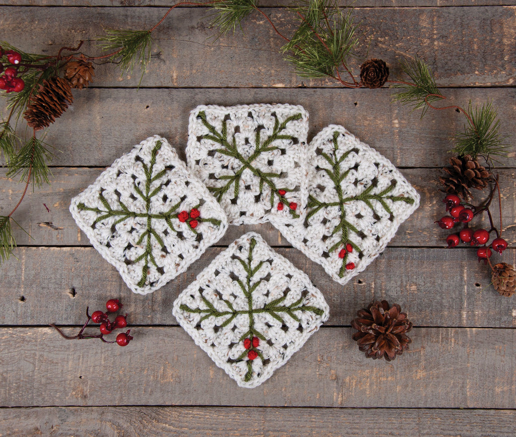 Tweed Holly Berry Coasters