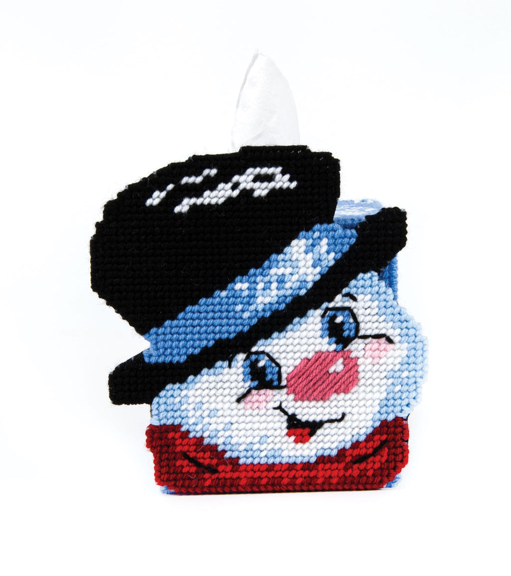 Snowflake Snowman Plastic Canvas Tissue Box Cover